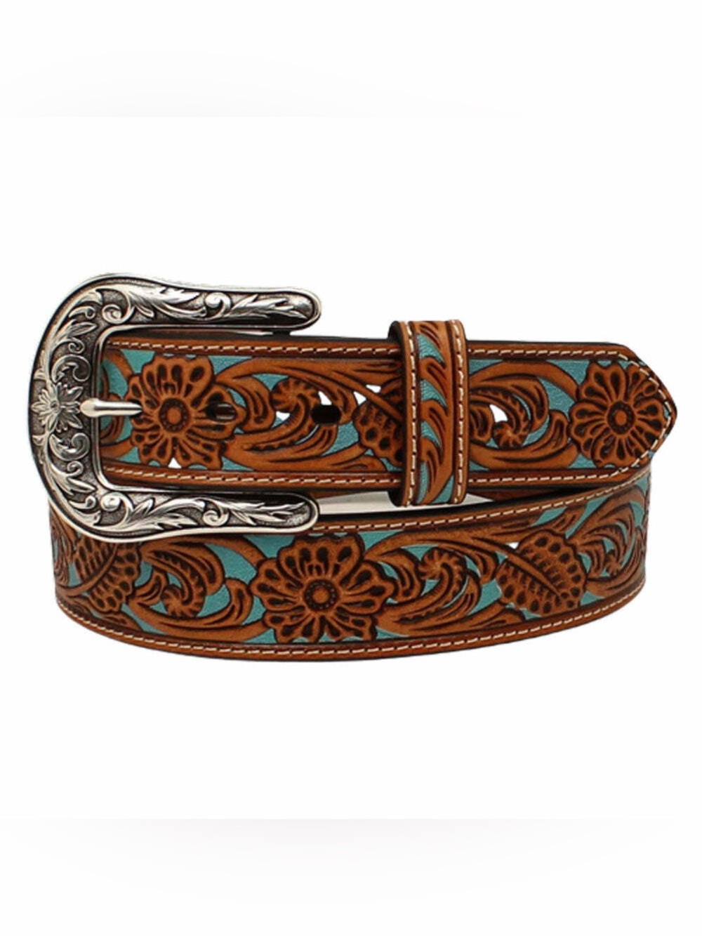 NEW! Ariat Ladies Belt Floral with Turquoise Inlay size Large